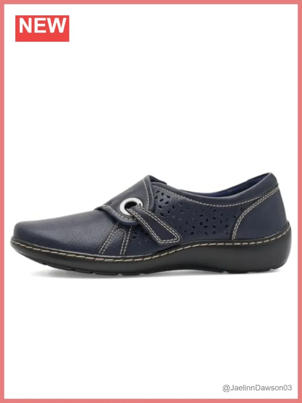 Women's Leather Perforated Loafer Flat with Adjustable Strap